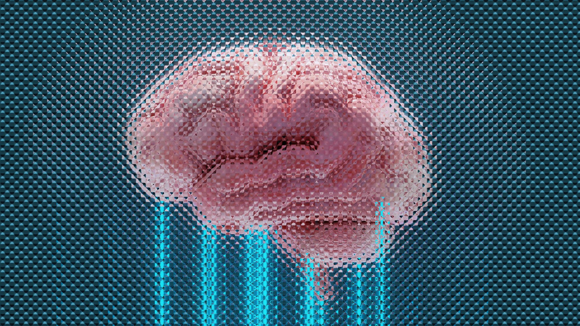 Un cerveau représenté avec des lignes bleues lumineuses.